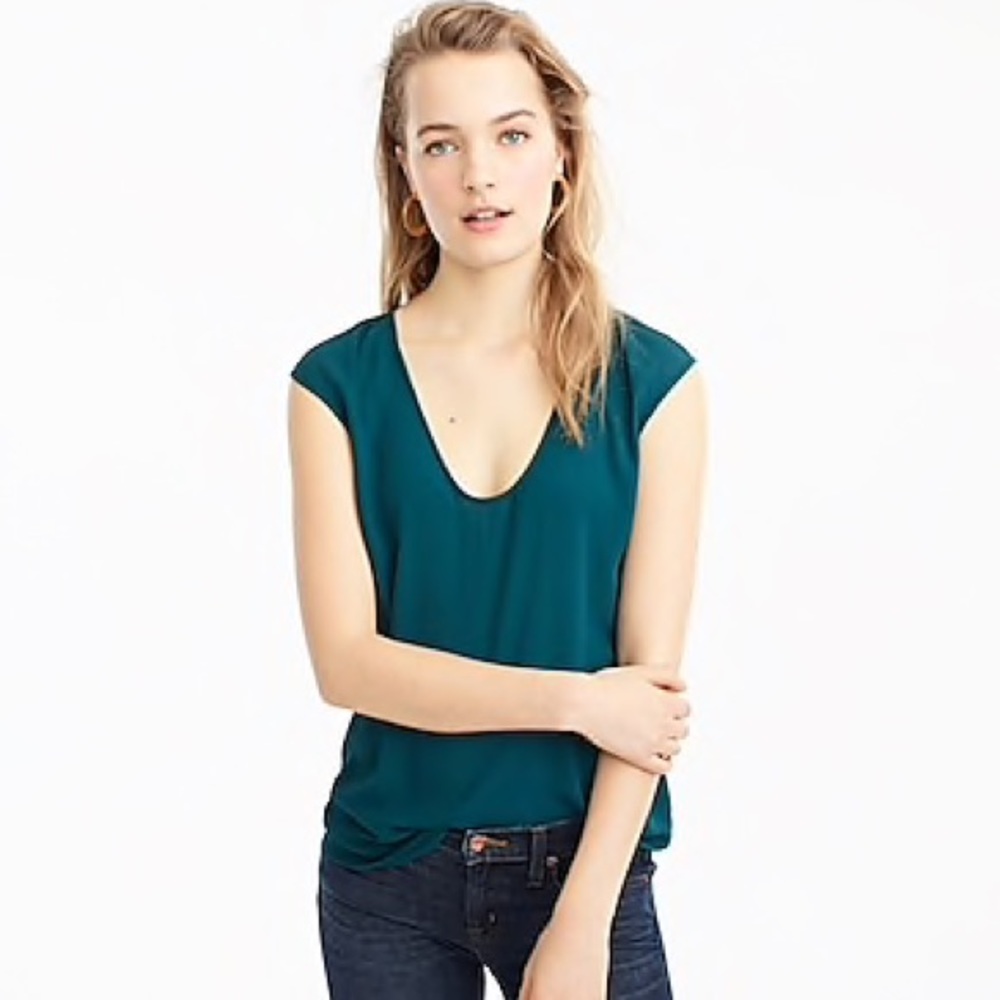 J.Crew Black Cap Sleeve Shirttail Top